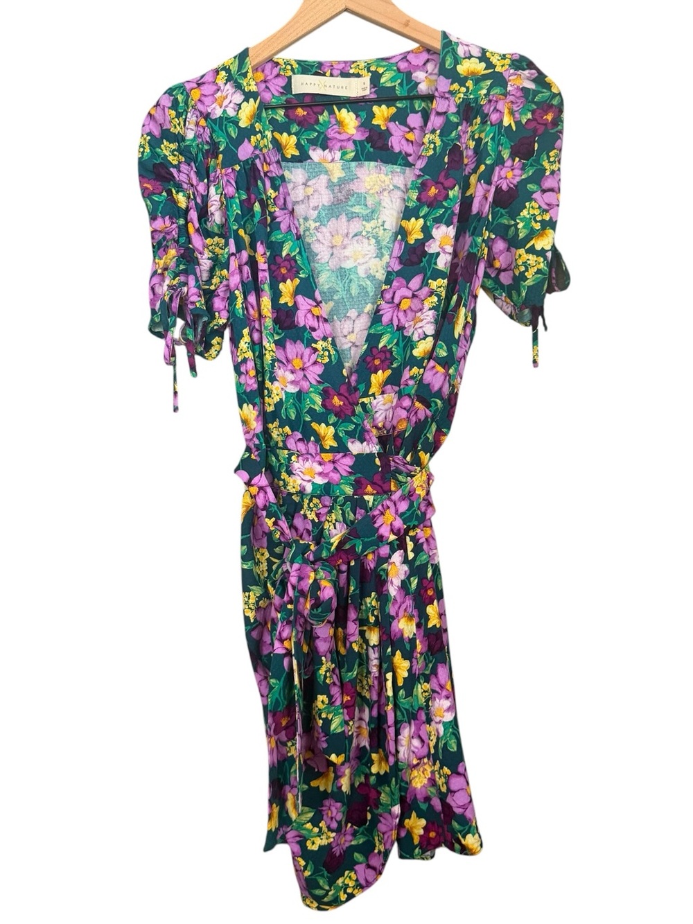Colorful Blooms Happy x Nature Wrap Floral Dress with Adjustable Sleeves